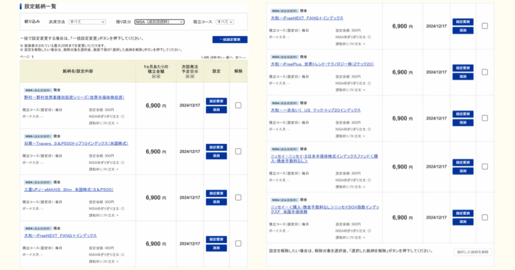 NISAマラソンSBI証券の毎日積立設定20241211